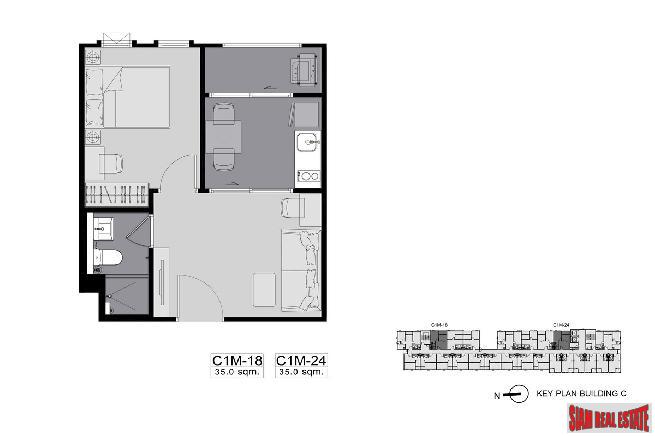 Aspire Asoke-Ratchada | Top Floor Resale unit at Sold Out New Low-Rise Condo at Phra Ram 9 by Leading Thai Developer - One Bed 30 sqm Unit-25